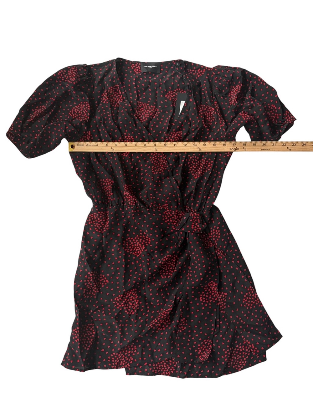 The Kooples Silk Blend Red Heart Print Wrap Mini Dress 6 NWT - Picture 10 of 12